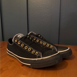 Converse Black Canvas Sneakers with Gold Eyelets